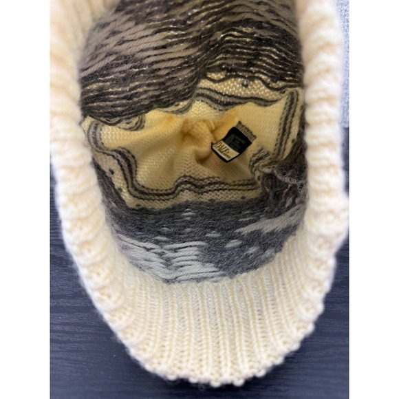 Vintage 70s-80s Dale of‎ Norway Wool Beanie Hat Reindeer Nordic Knit Cream Grey main image 10